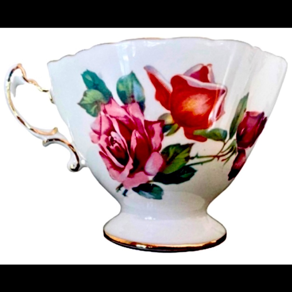 Vintage Hammersley Morgans Rose Wide Mouth Fine Bone China Footed Teacup England